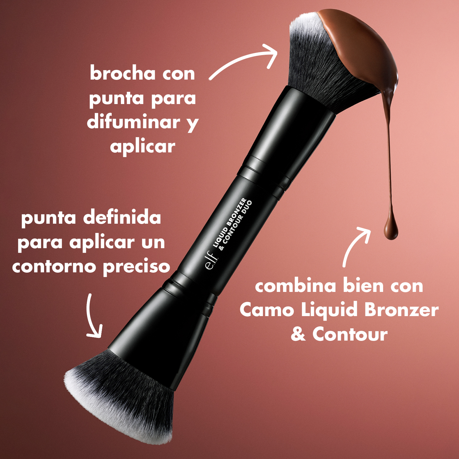 E.L.F. LIQUID BRONZER & CONTOUR BRUSH (BROCHA DE DOBLE EXTREMO)